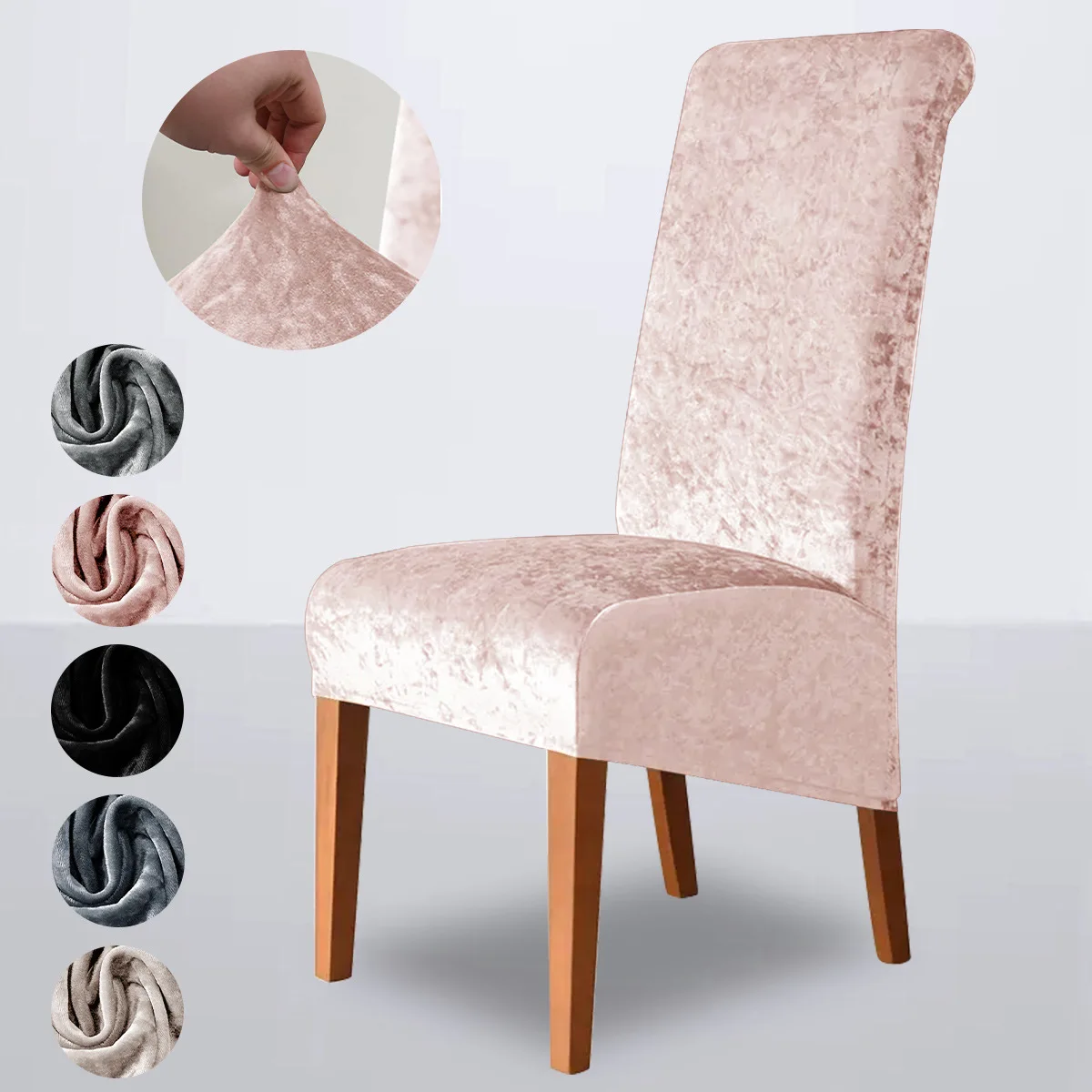 

Home Decor Velvet Dining Chair Cover Full Package Elastic Home Hotel Restaurant Banquet Solid Color Chair Seat Cover Accessories