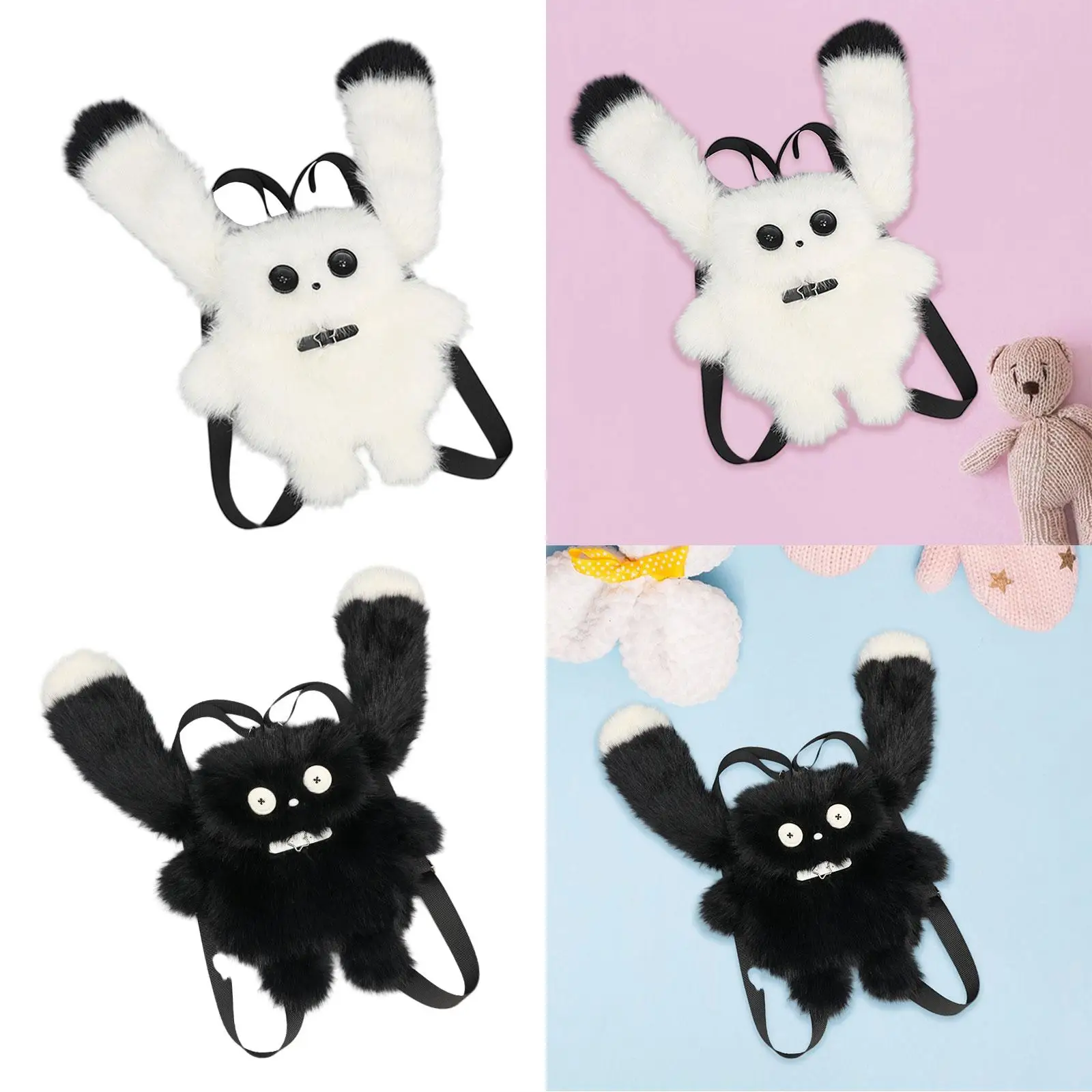 Plüsch-Häschen-Rucksack, Schultasche mit verstellbarem Riemen, weich, für Reisen, lässig, süß