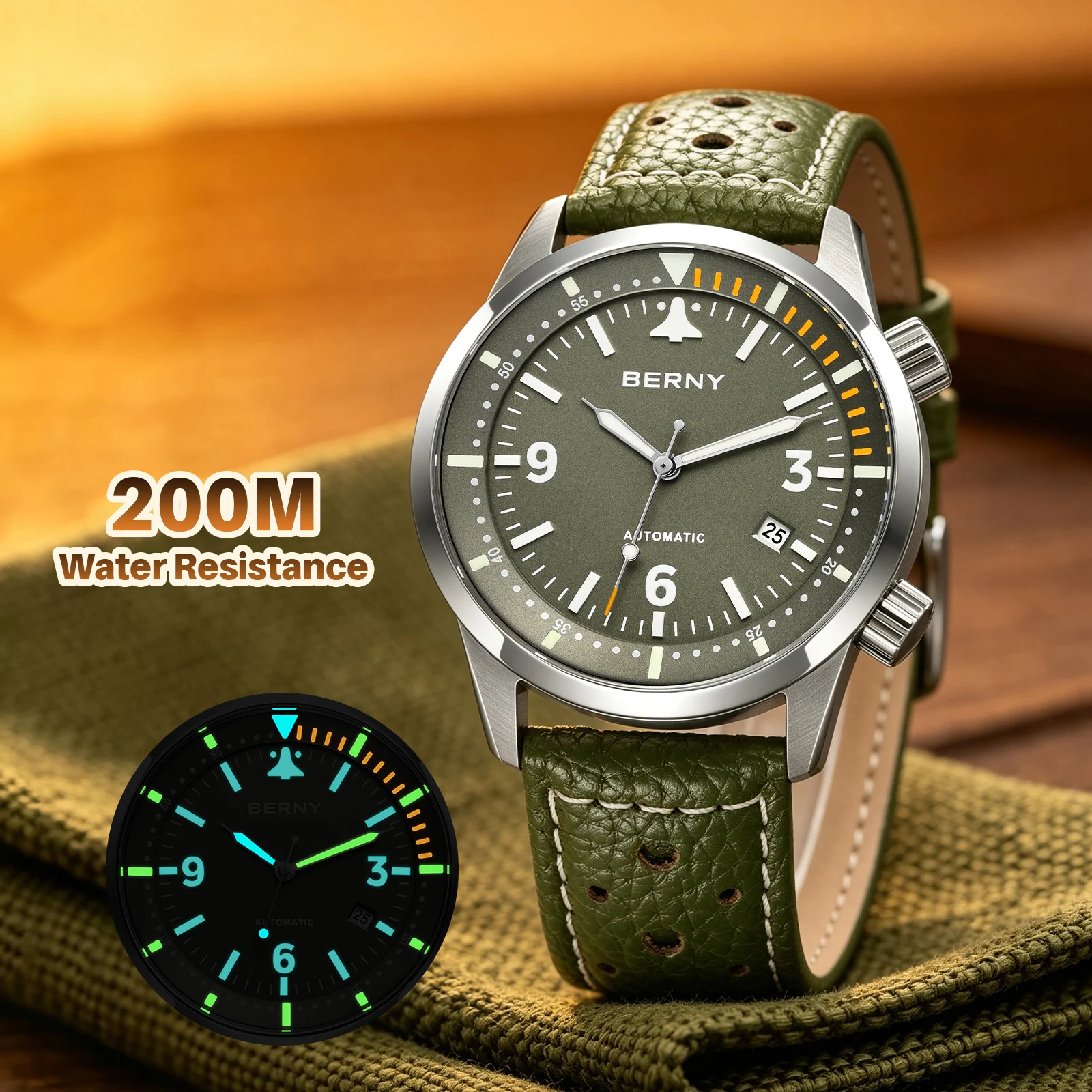 Relojes automáticos BERNY para hombre, reloj de pulsera masculino de alta calidad, 20ATM, 316L, zafiro luminoso con revestimiento AR, Original ST1612, reloj de pulsera masculino de moda de lujo