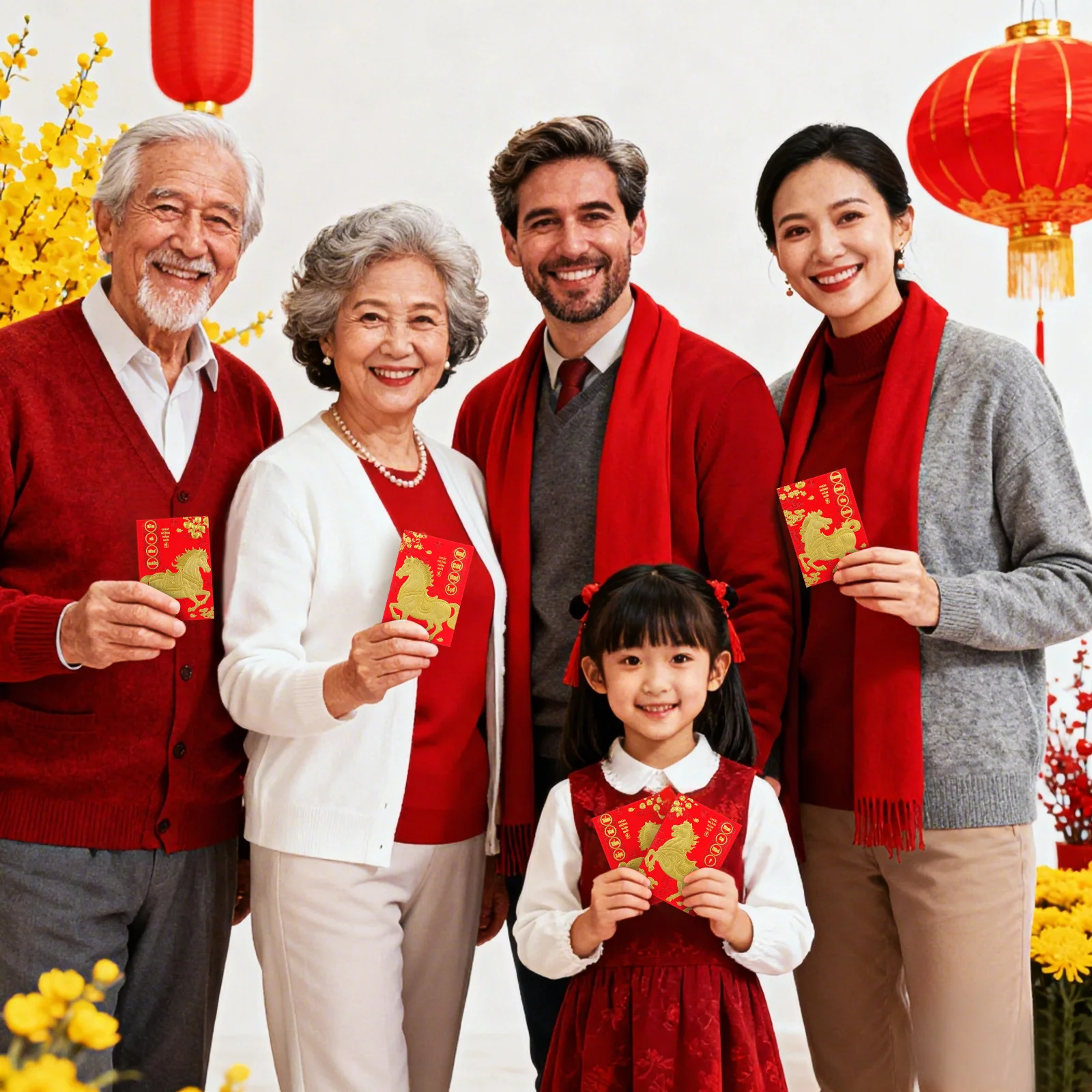 

120pcs Horse Year Vietnamese Red Envelopes 2026 Lunar New Year Lucky Money Pockets Cultural Celebration Gift Cash Envelopes Li