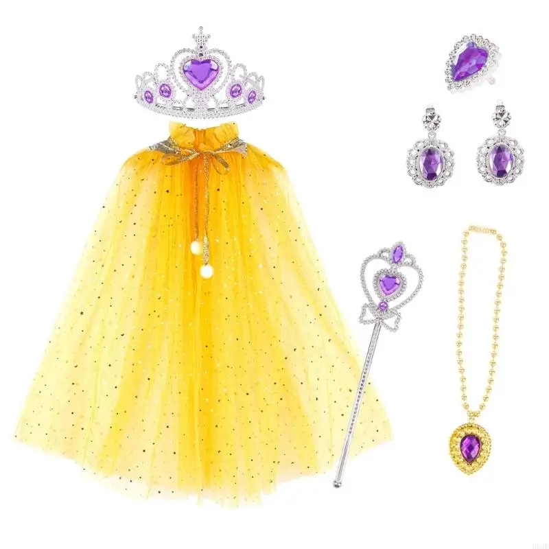 H58E Princess Party verkleed Fairy Princess Costume Princess Cape Cloak Christmas Jewely Fairy Kostuum Girl Birthday Costume