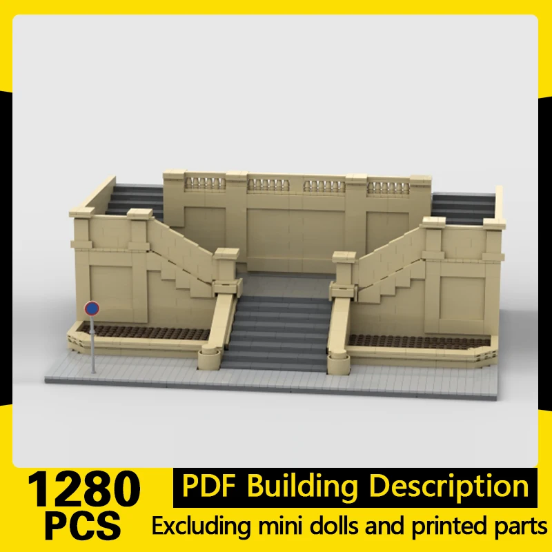 City Street View Model MOC Building Bricks Stone Staircase Plaza Modular Technology Gifts Holiday Assemble Children Toys Suit