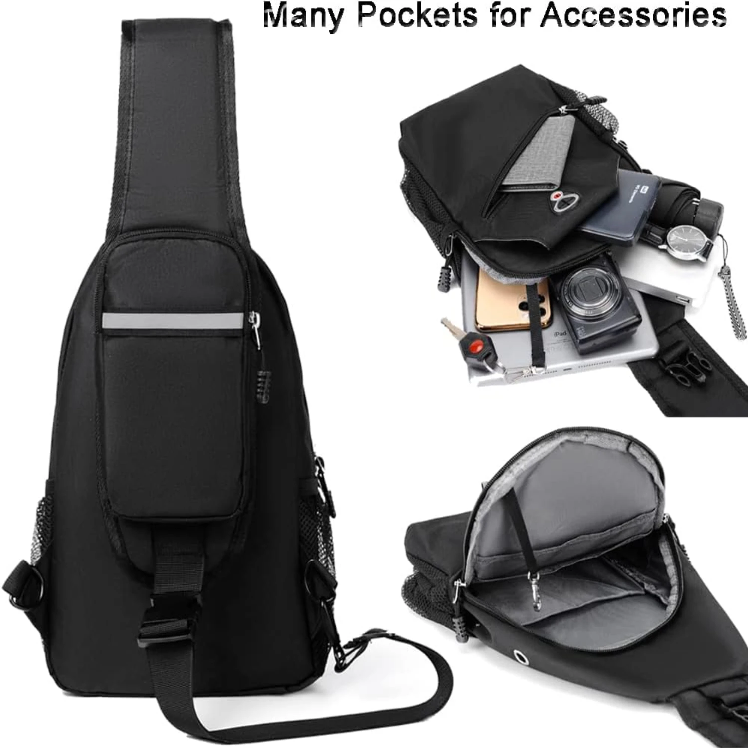 Waterproof Crossbody Sling Bag Chest Shoulder Daypack with USB Charger Port for Men Women - Ideal for Hiking, Walking, Travel