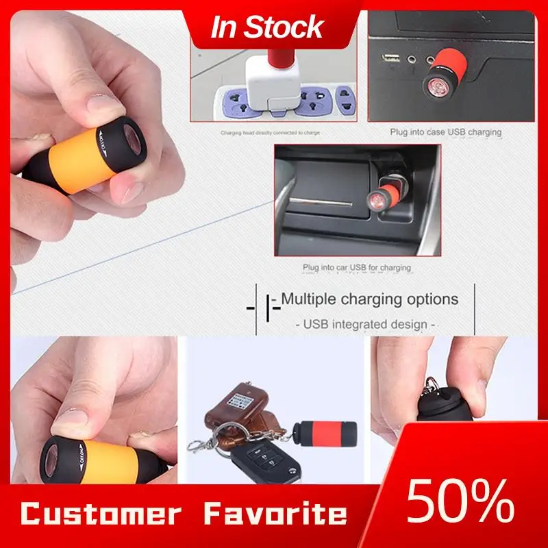 

Top Sale Mini Keychain Flashlight USB Torch Rechargeable Colorful Flashlight, Multicolor C