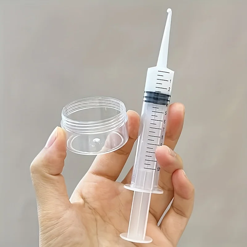 1 مجموعة/4 قطعة عينة سائلة توزيع حقنة بلاستيكية؛ موزع 12 مل لوشن/غسول للعناية بالبشرة بفوهة منحنية #3