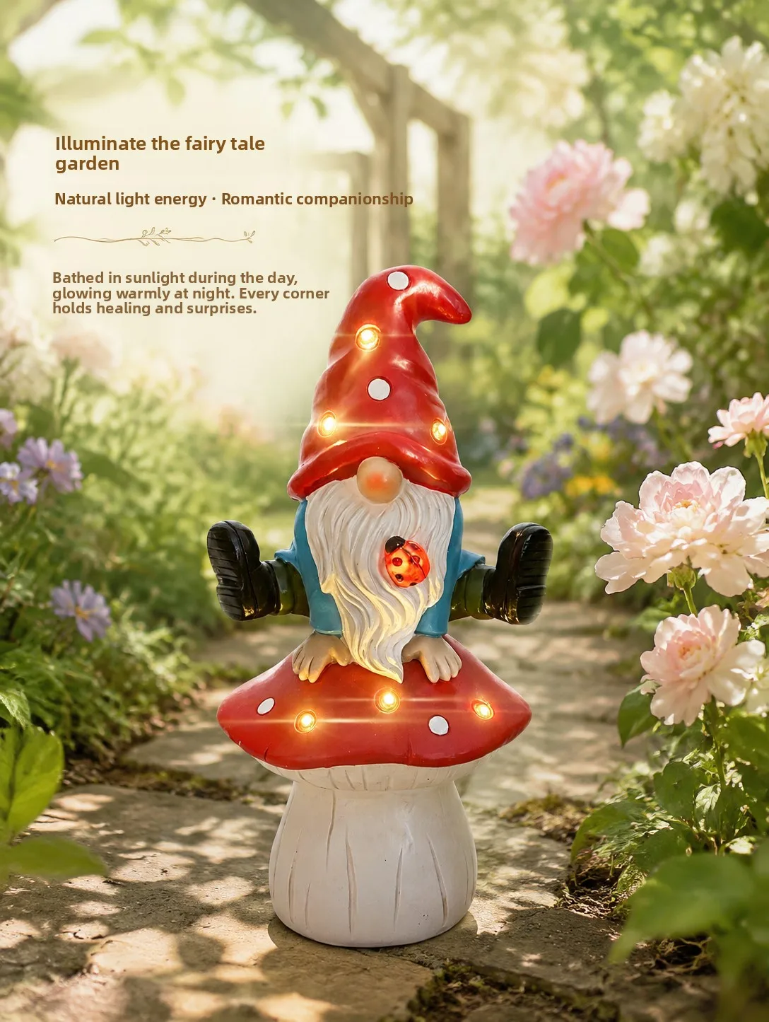 Outdoor Decorative Solar Powered Elf Lamp Creative Resin Craft French Countryside Style Lighting Garden Courtyard Balcony Dec...