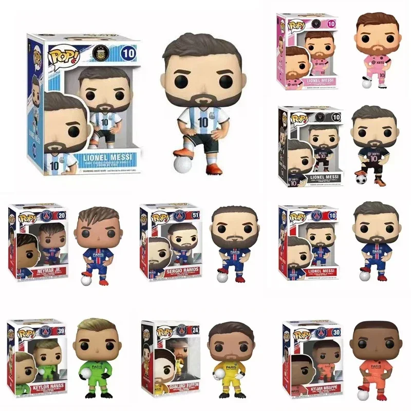 2 piezas Pop León Messi # 10 León Messi # 50 Roberto Firmino # 09 Sadio Mané # 10 Romelu Lukaku # 02 Pablo Pogba # 04 Regalos de figuras de vinilo