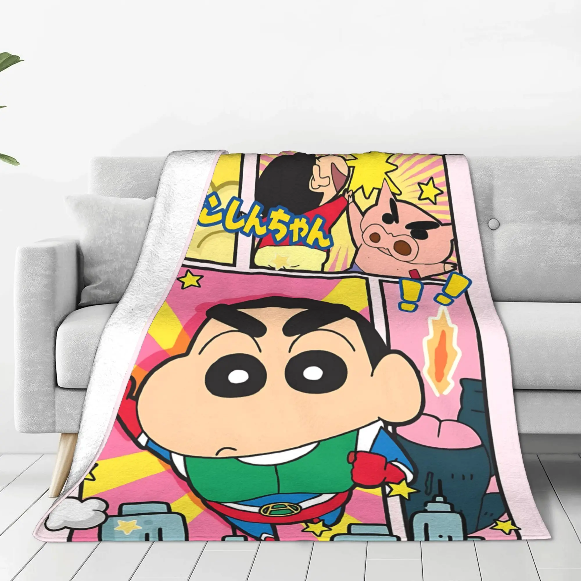 1PC home Cutecore Crayon S Shin chan  Blanket Super Cosy Plush Home Living Room Sofa halloween