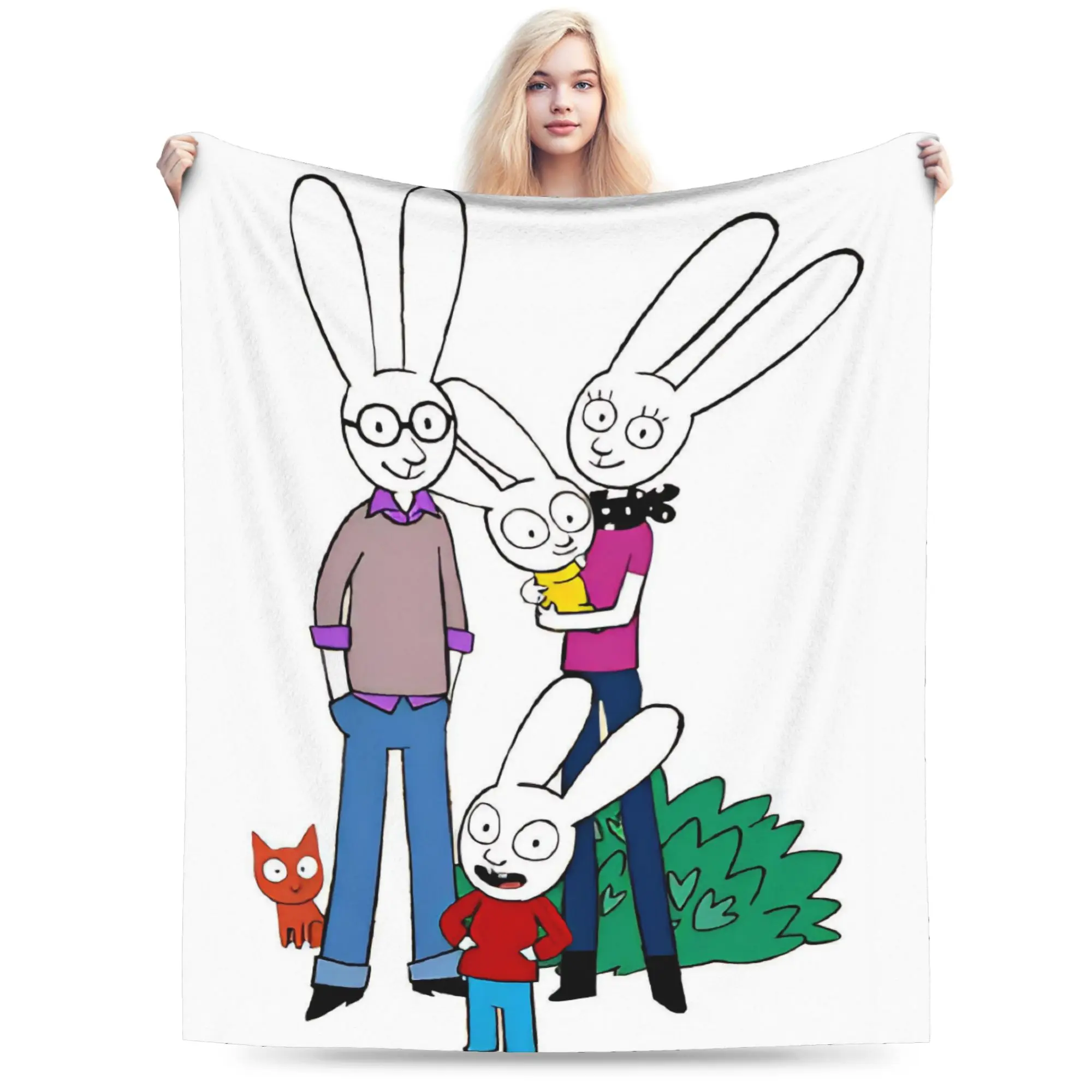 Simon Super Rabbit Blanket Warm Cozy Fluffy  Throw Blankets for Couch 50x60 Inch Multiple Sizes Rug Piece