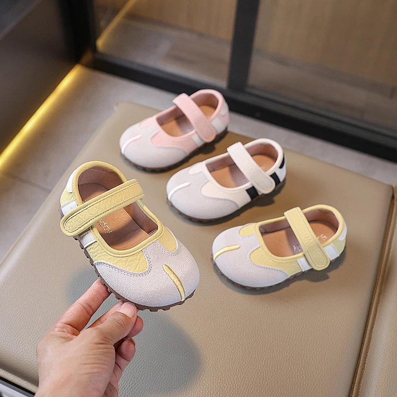 

New Vintage Korean Version of False Toe Mary Jane Leather Shoes Girls Cosy Round-headed Shallow-mouthed Soft-skinned Beans Shoes