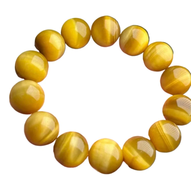 collectible-grade-natural-golden-tiger-eye-beaded-bracelet-vivid-cat‑eye-flash-shine-couple-gemstone-bracelet-jewelry-gift