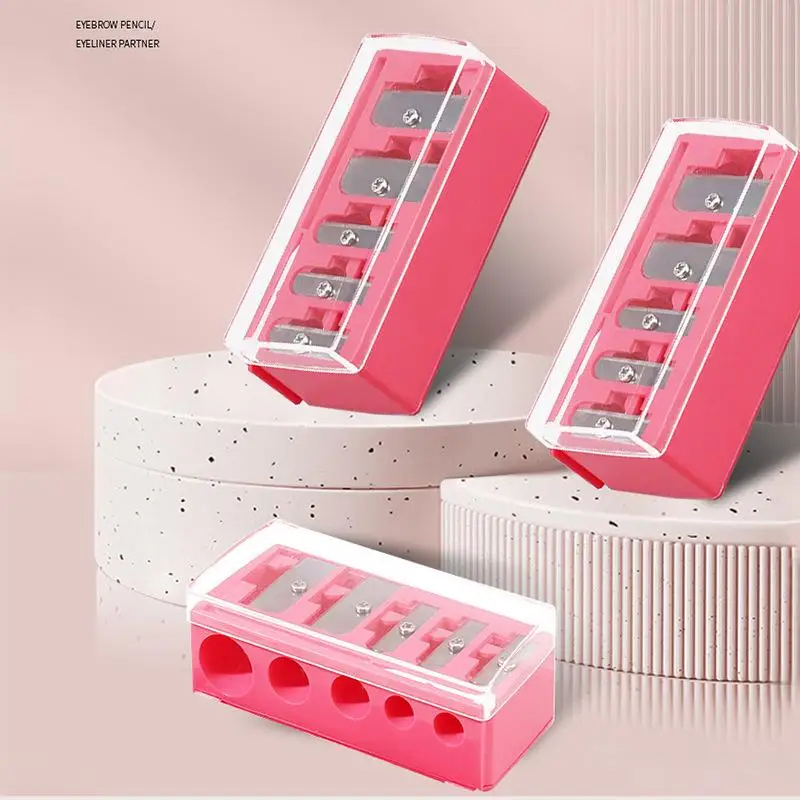 5Holes Sharpener Multi-functional Pencil Sharpener With Lid For Eyeliner Lipliner Pencils.~