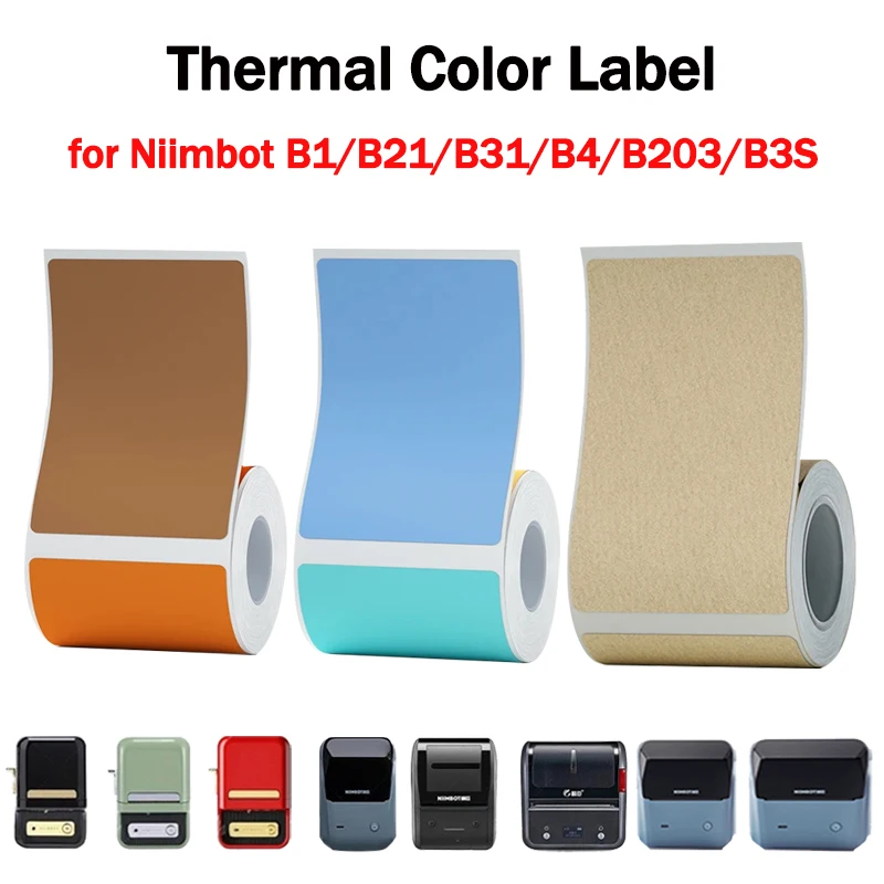 NiiMbot B1/B21/B31/B4/B203/B3S Label Waterproof Tear-Resistant Price Tag Pure Color Sticker Niimbot Thermal Label Paper