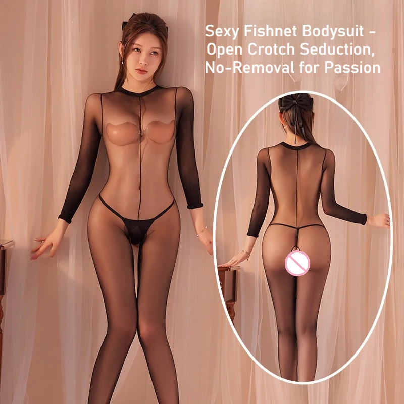 

Сексуальное женское нижнее белье - прозрачные чулки с длинными рукавами и открытой промежностью, эротическая одежда для сна без полосок