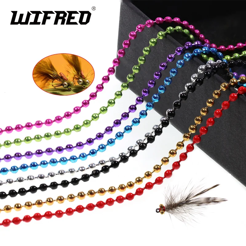 Wifreo 45cm 60cm Fly Tying Bead Chain Tying Bead Eyes Metal 1.5mm 2.0mm 2.4mm 3.2mm Nymph Fly Fishing Material Black Silver Gold