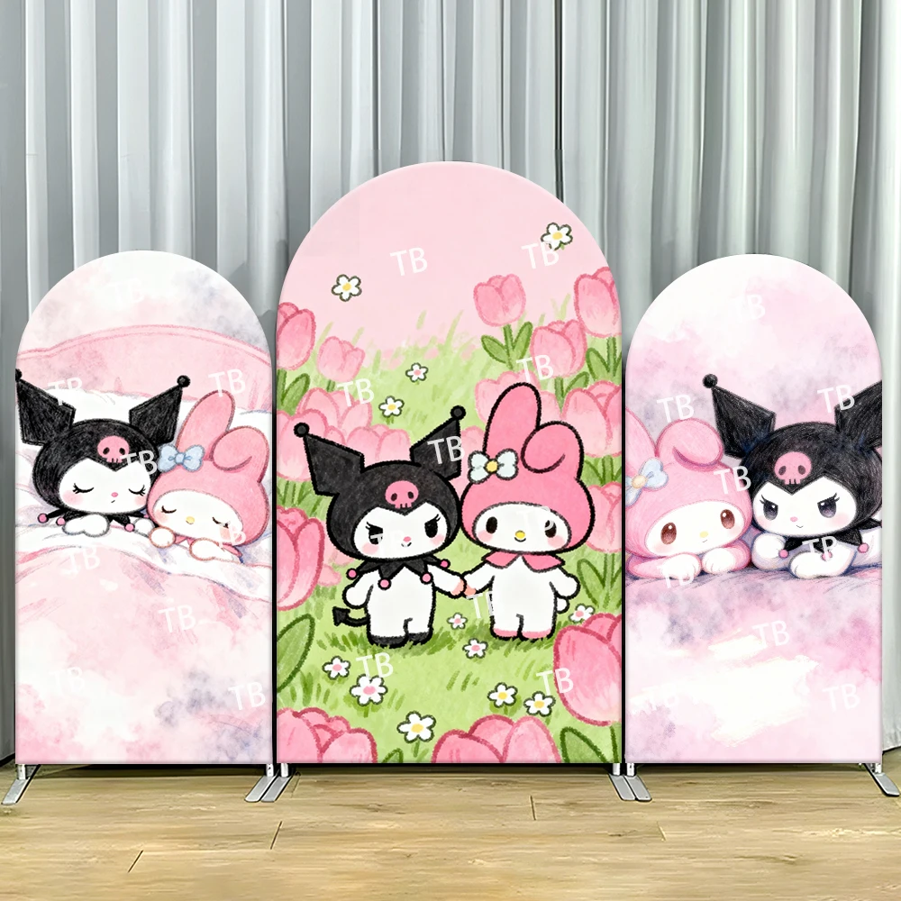 

Kuromi Arch Backdrop Cover Flower Field Theme Decor Photo Booth Prop for Kids Birthday Party and Baby Shower Decoration
