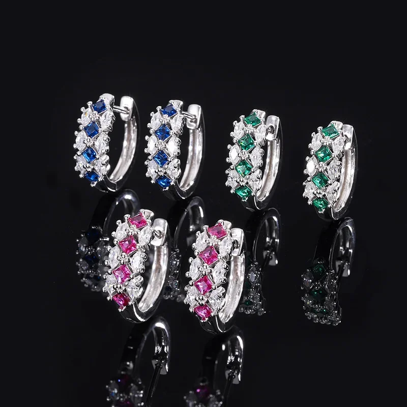 2024 S925 Sterling Silver Emerald High Carbon Diamond Fashion Luxurious Earrings Ear Clip Women's Jewelry Wedding Gift for Guest