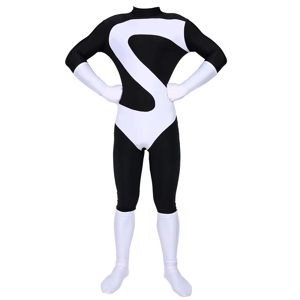 Men Women Boy The Incredibles Syndrome Jumpsuit with Cloak Cosplay Costume  for Adults Kids view 2