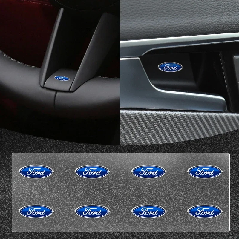 Car Steering Wheel Badge Stickers Car Door Handle Label Decal For Ford S Max Focus Mk2 Fiesta Mk7 Mondeo Mk4 Kuga Edge Explorer