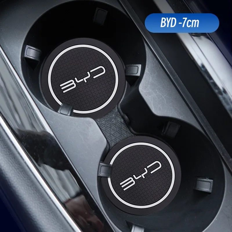 BYD Series Car Cup Holder Mat Leather Water Coaster Decoration for BYD Tang Atto3 Yuan Plus Seal Song Dolphin Sealion Shark