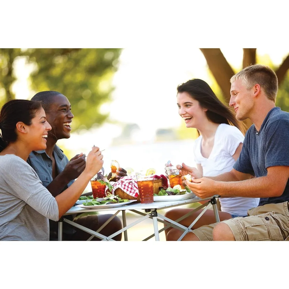 Mesa dobrável portátil de alumínio para camping com montagem rápida, quatro assentos, inclui bolsa de transporte