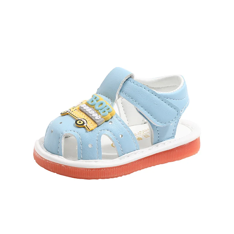 Summer0-3Year-Old Soft Bottom Closed Toe Cartoon Sandals Boys and Girls Shouting Toddler Shoes with Ringing