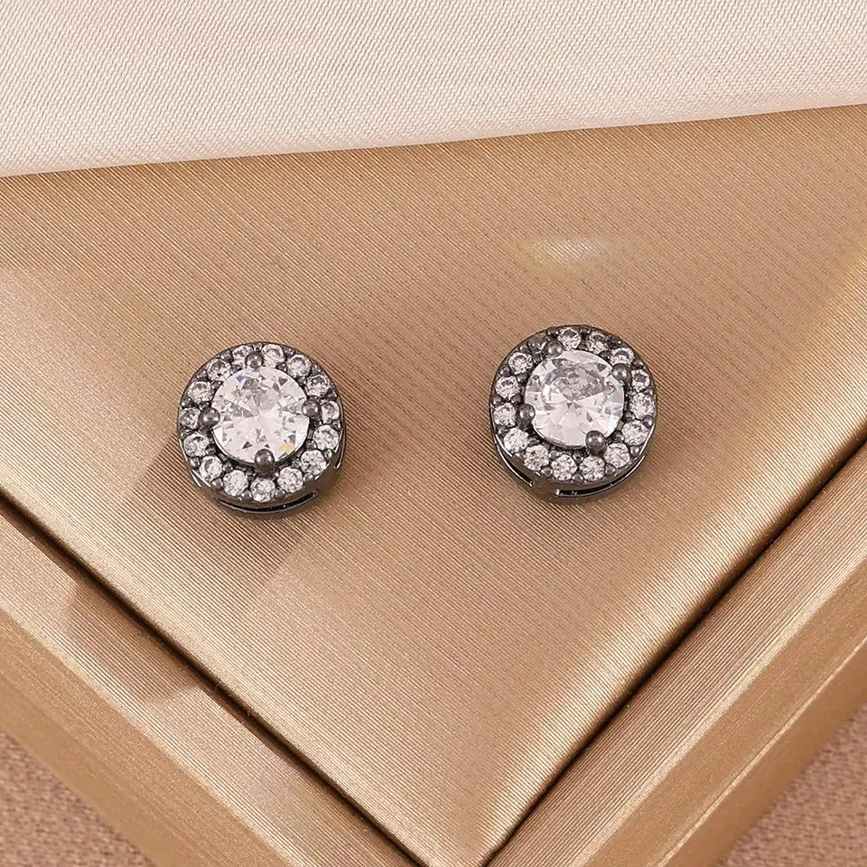 ZAKOL Glänzender CZ-Magnet-Ohrclip, quadratisch, rund, ohne Piercing, Ohrstecker, Punk-Party-Schmuck, Geschenk, Unisex, für Männer und Frauen – Detail 10
