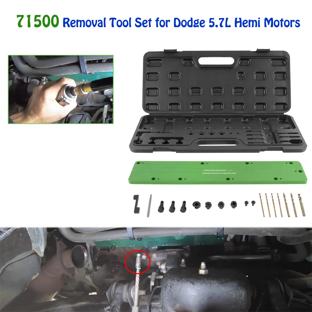 

71500 Exhaust Manifold Bolt Stud Drill Template Removal Tool Kit Fit For Dodge 5.7L Hemi Motors, Remove Broken Exhaust Manifold