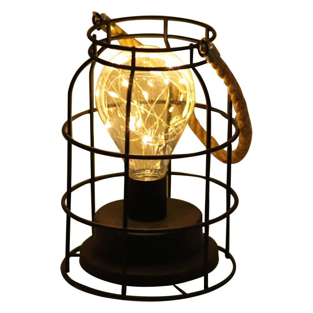 

Decorative Lights Camping Tent LED Lantern Rechargeable Hanging Outdoor Vintage Lamp Wrought Iron