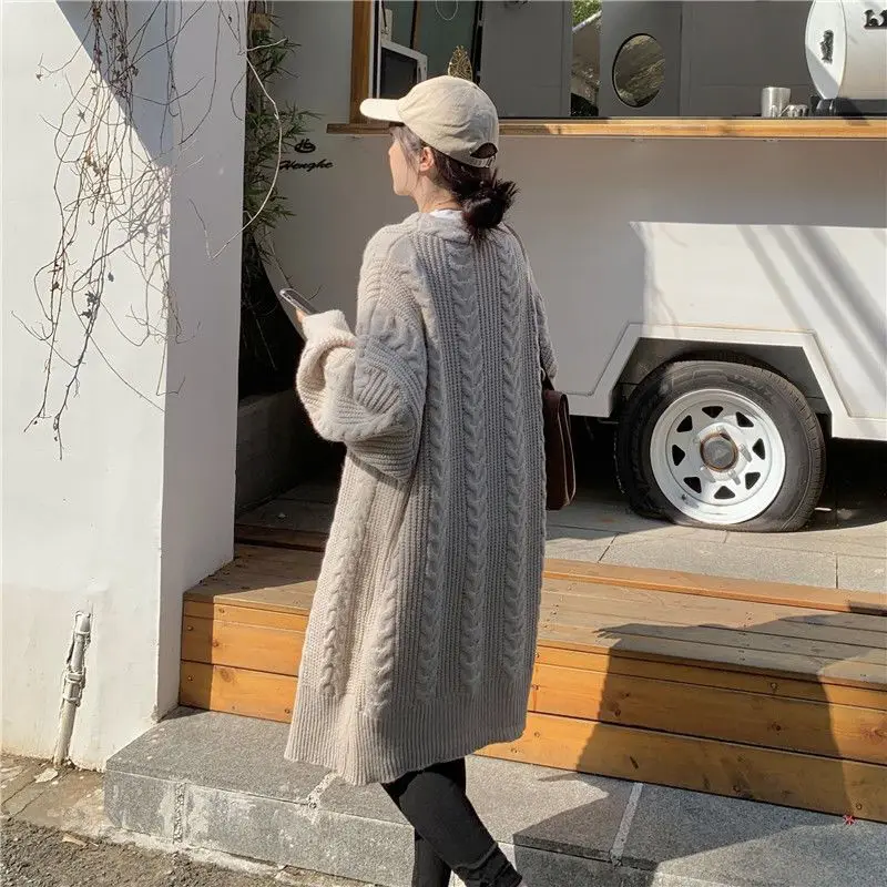 Women Long Sweaters Cardigan Knitwear Baggy Elegant Gentle S-5XL Ladies All-match Korean Fashion Кардиган Женский Thick Pure BF