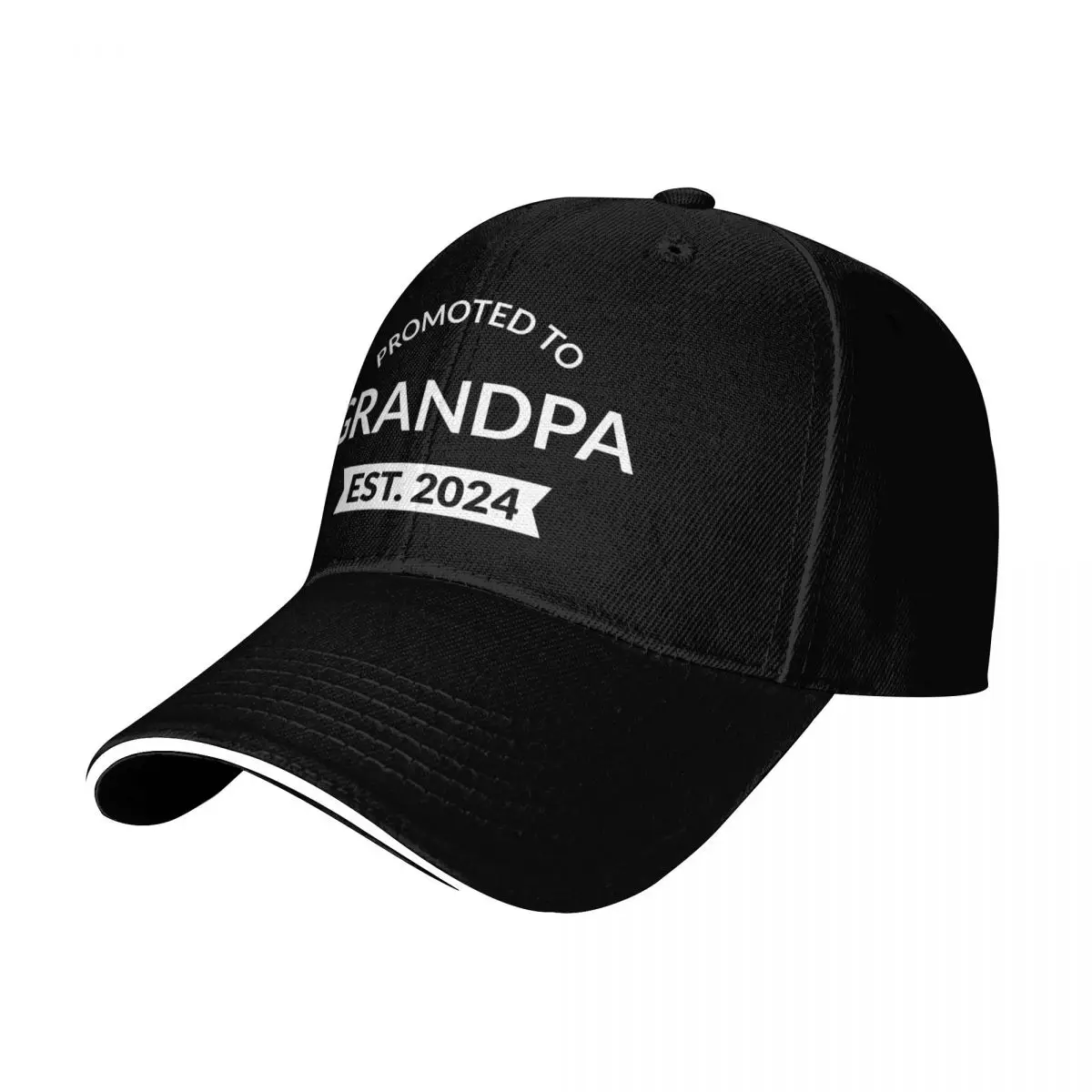 Promoted To Grandpa Est. 2024 II Baseball Cap Cotton Twill Breathable Contrast Two Tone Brim Snapback Flat Bill