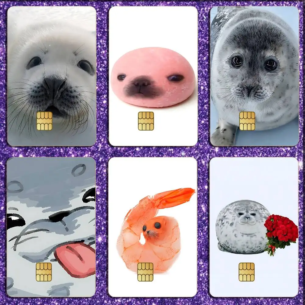 

Cute animal seal Credit Card Skin Stickers for Bank Card Bus Metro Card Sticker Waterproof Women Gift