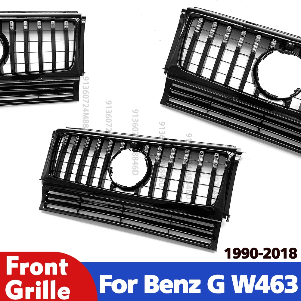 

For Mercedes G Class W463 1990-2018 G500 G550 G63 AMG GTR Style Gloss Black Front Grille Mesh Panel Replacement