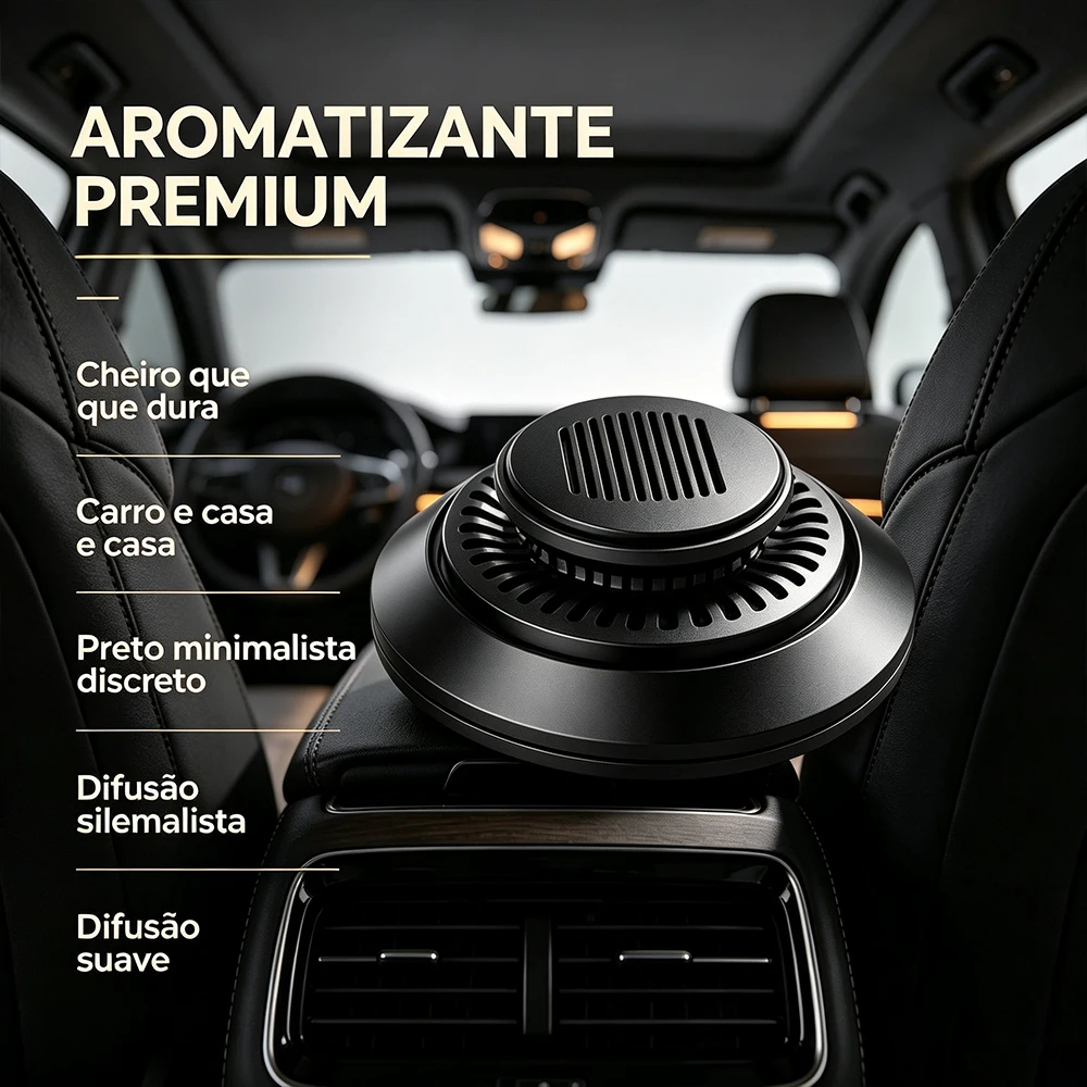 Difusor de Aroma Solar 360 ° Para Carro Com Distribuição Uniforme E Fragrância Suave