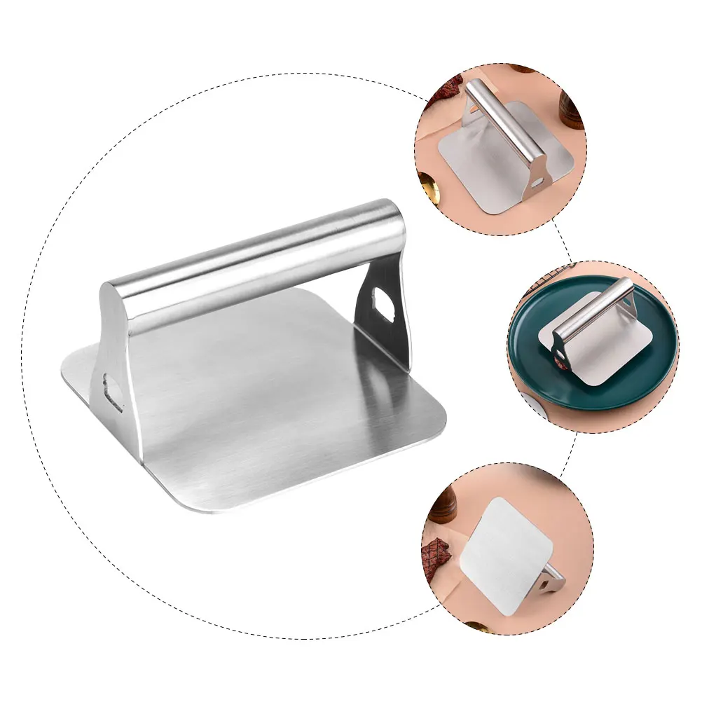 

Stainless Steel Burger Press Handle Durable Meat Mold Tool For Home Kitchen Use Smasher With Comfort Grip, Easy