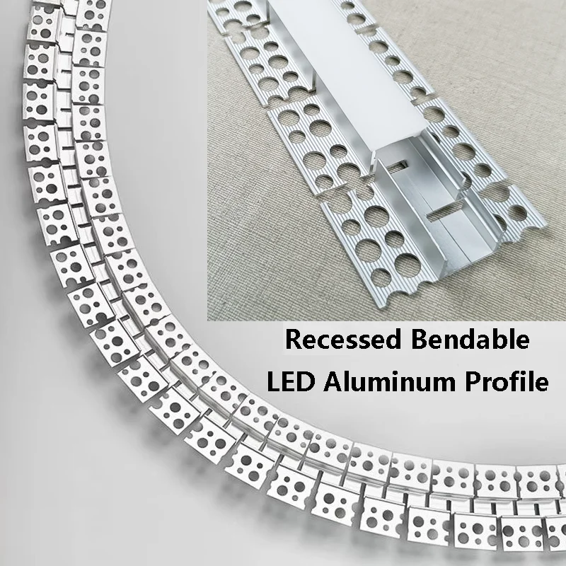 Frameless Embedded Arc LED Aluminum Profile Channel DIY Home Recessed Curved Ceiling Drywall Decor Bending Linear Bar Strip Lamp