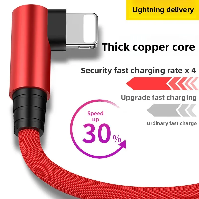 

The new elbow data cable is suitable for Apple 6S/7/8/11 iPhone 12 Pro Max mobile phone XS Android Type-C fast charging cable