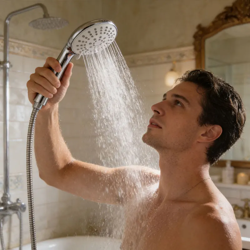 

Bathroom Hand-held Shower Head Simple Pressurized Shower Head Large Water Output and Fall Resistance Suitable for Home Outdoor