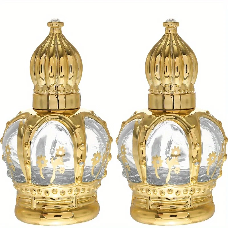 10ml Essential Oil Roller Bottle Gold Crown Shape Perfume Bottling Portable Travel Electroplated Carve Glass Empty Bottle