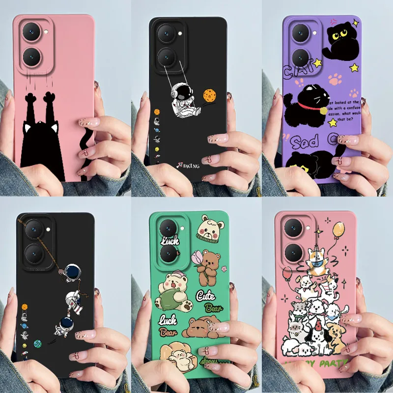 Für Vivo Y18 Y18i Y18e Y18s Y28s Fall Nette Astronaut Silikon Abdeckung Für Vivo Y03 Fall Fundas Coque VivoY03 V2332 Stoßstange Schalen