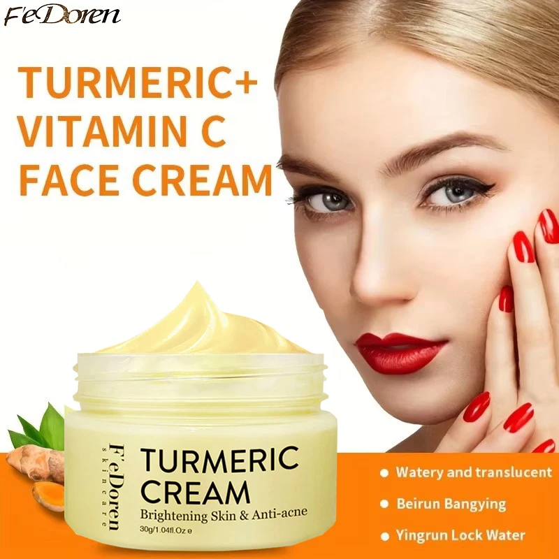 Turmeric VC Face Cream Deeply Moisturizes and Desalinates Skin Leaving Skin Fresh Non Greasy Smooth Firm Soft Elastic Energetic