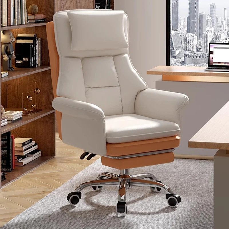 

Ergonomic Makeup Office Chair White Cushion Conference Wheels Relax Armchairs Mobile Hand Cadeira Presidente Office Furniture