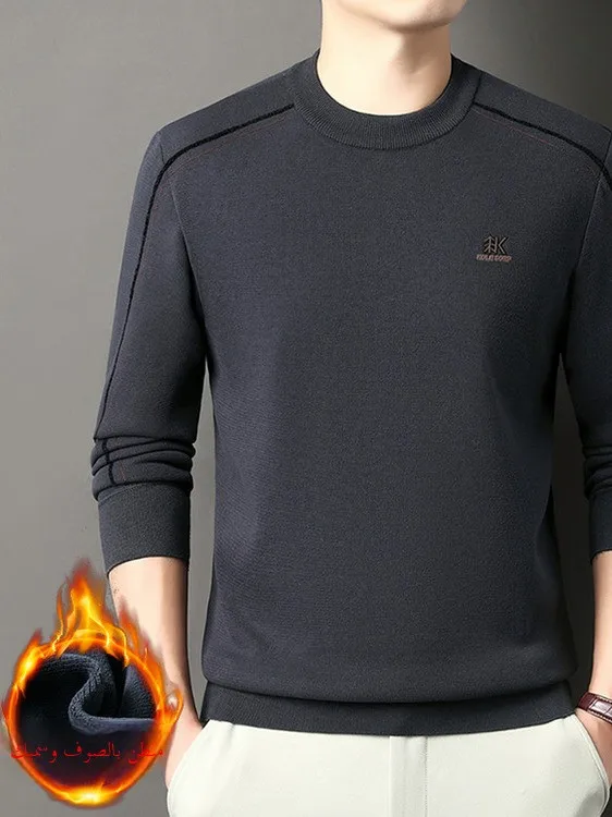 

Men's Premium Fce Lined Thiened Long Sve round Ne Casual Sweater Autumn Winter Sle Comfortable Soft Knitted Top