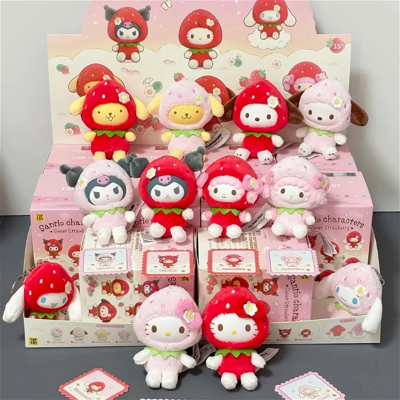 

TOPTOY SanrioCharacters Sweet Strawberry Series Blind Box MELODY Kuromi Anime Figures Mystery Box Kawaii Plush Bag Pendant Toys
