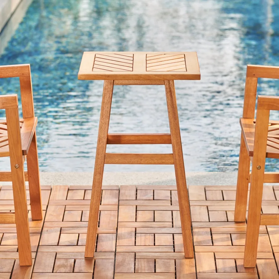 

Olina Honey Fish Bone Eucalyptus Wooden Outdoor Side Table