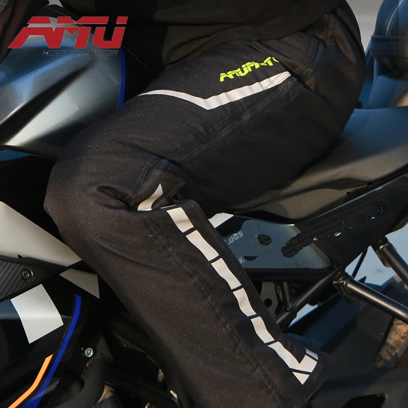 AMU Motorcycle Riding Pants Cold Warm Waterproof Wind And Fall Resistant Motorcycle Quick Off Quick Unpacking Pants Rder Equipme