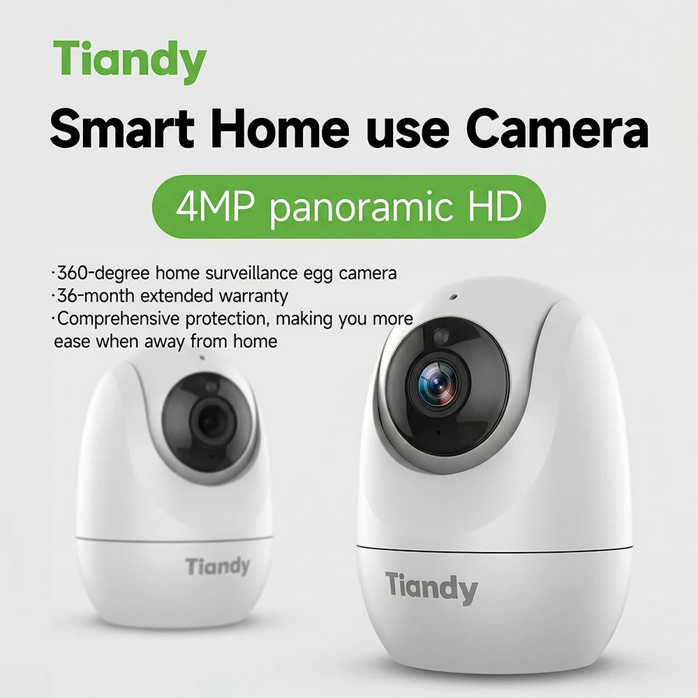 Tiandy H652N 4MP WiFi IP Camera 360° PTZ Home Security Camera Two Way Audio Motion Sound Detection Support 256g SD Card Tiandy