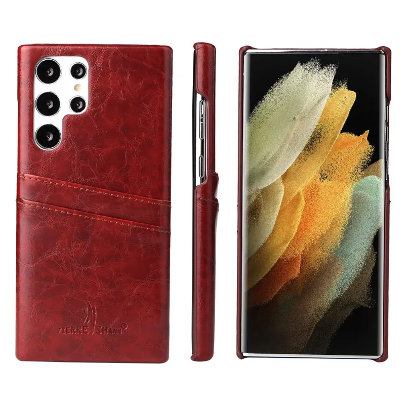Luxury Oil Wax Texture Card Card Slots Leather Phone Case For Samsung Galaxy S21 S22 S23 S24 S25 Ultra Plus Shockproof PU Cover