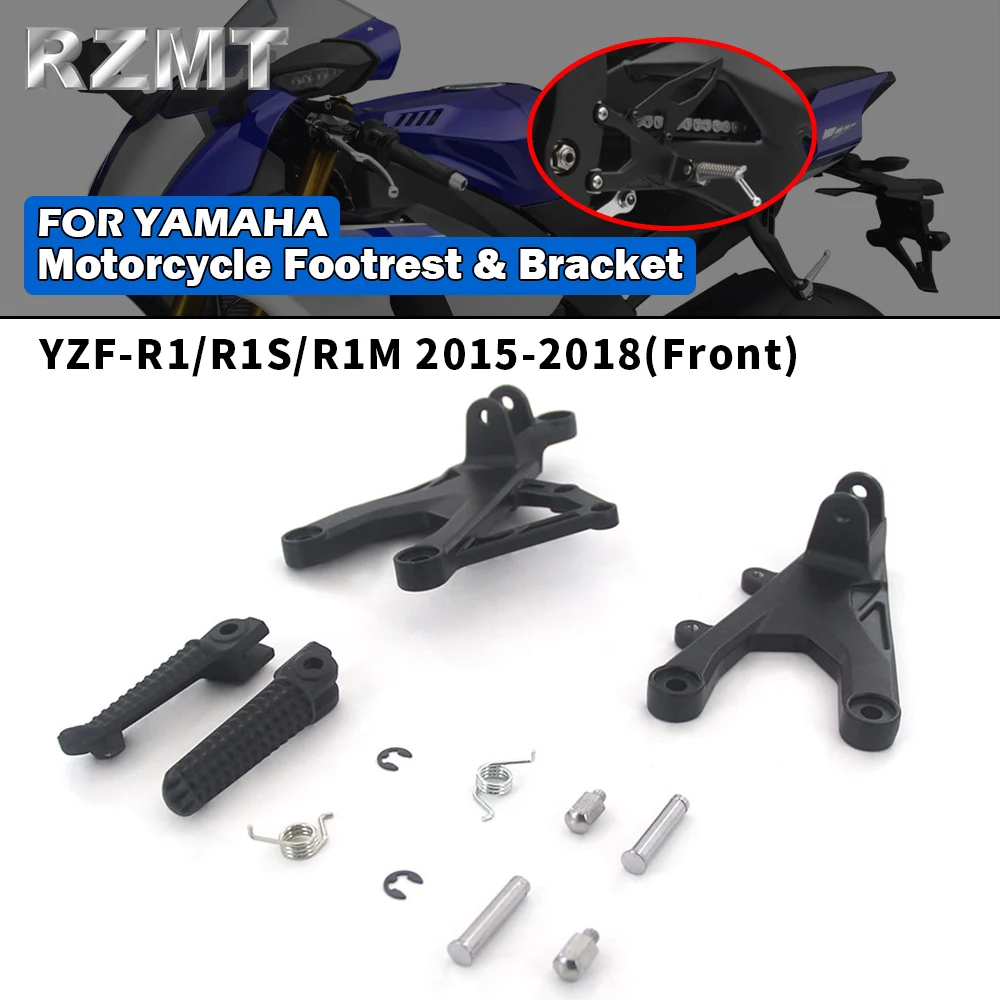 Motorcycle Footrest & Bracket For Yamaha YZF-R1 / R1S / R1M 2015-2018 Folding Parts Front Foot Rests Pedal Bracket Assembly Kit