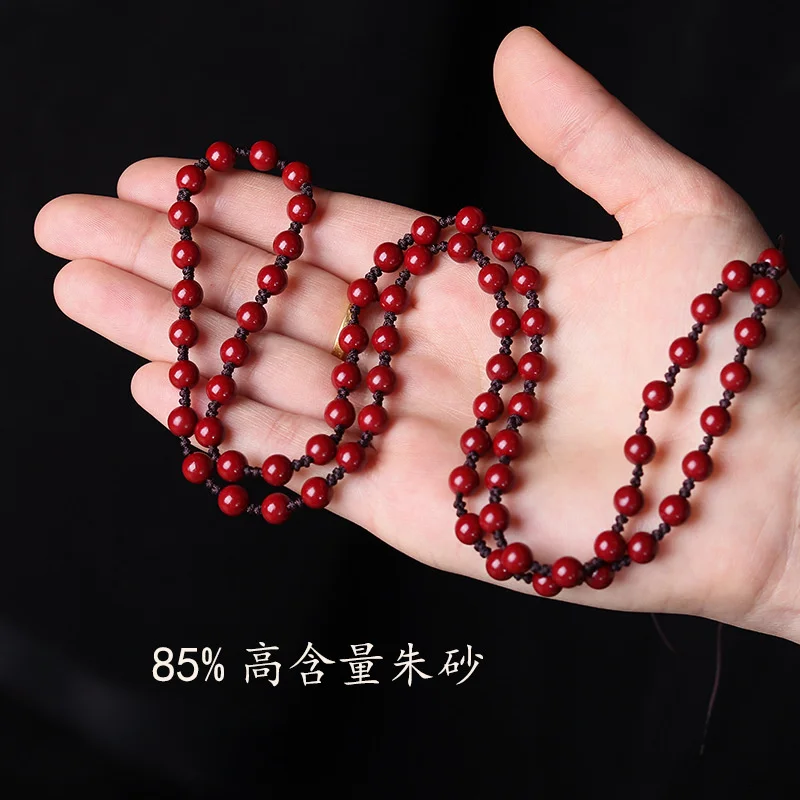 Natural Purple Gold Cinnabar Necklace Hand woven Pendant Necklace Rope Long Sweater Jewelry Accessories